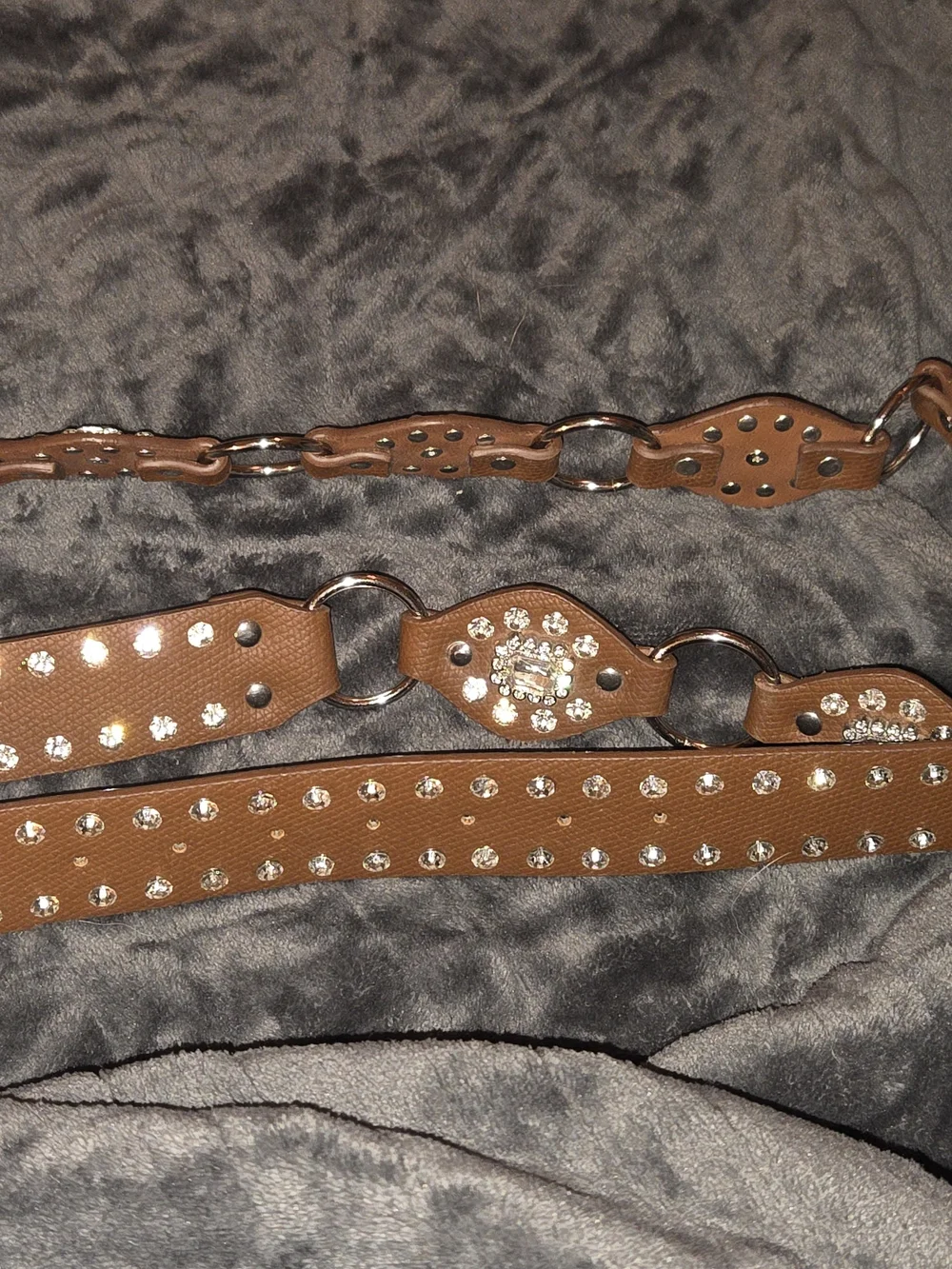Rhinestone Western Brown Belt with Silver Accents